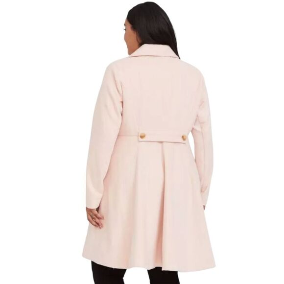TORRID WOOL Pale Pink Fit & Flare Plus Size Long Winter Coat 3X - Picture 7 of 14
